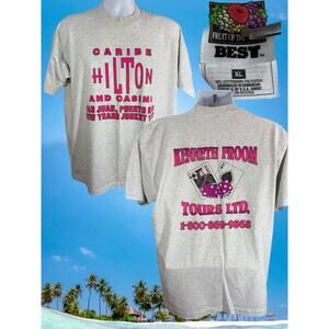 VINTAGE 1997 Caribe Hilton Casino New Year's Gray Shirt XL